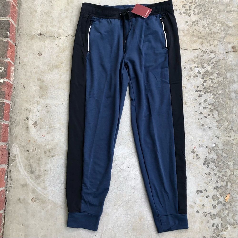 Tommy John joggers pants colorblocked blue black NWT M
